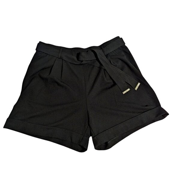 Anne Klein Shorts Cuffed Belt Dressy Polyester Pull On Size Large Black - Picture 1 of 4
